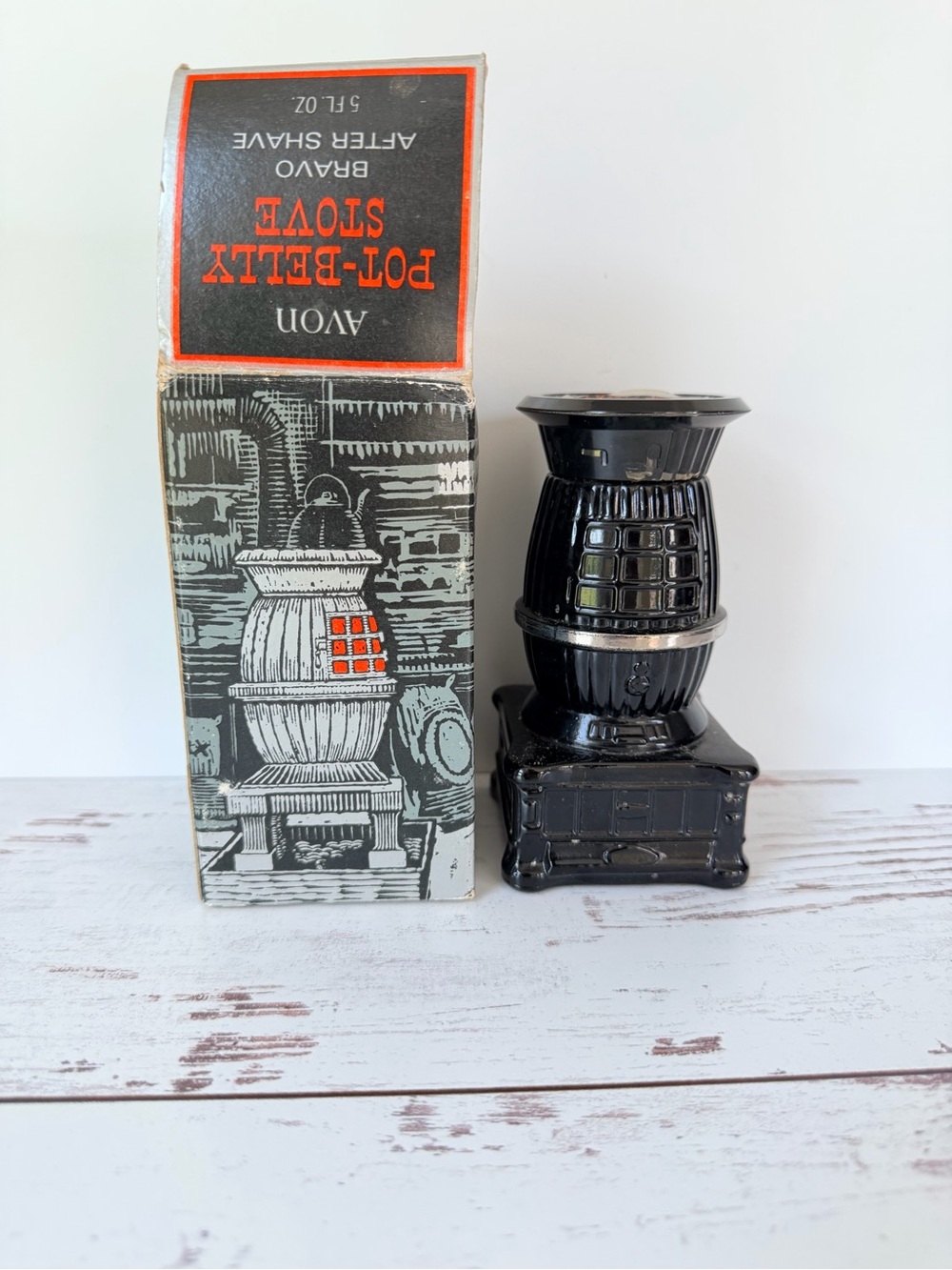 Avon Black Pot-Belly Stove Decorative Accent